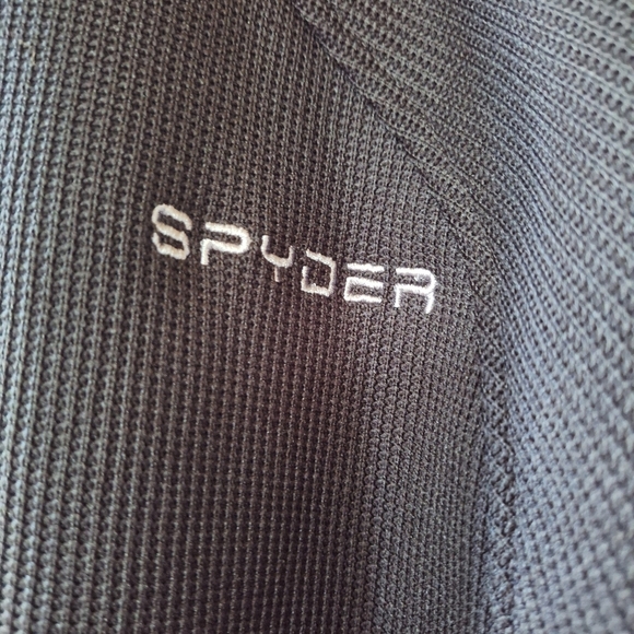 Spyder Black Mens Pullover Softshell Waffle Texture 1/4 Zip Jacket Size L - Picture 6 of 8